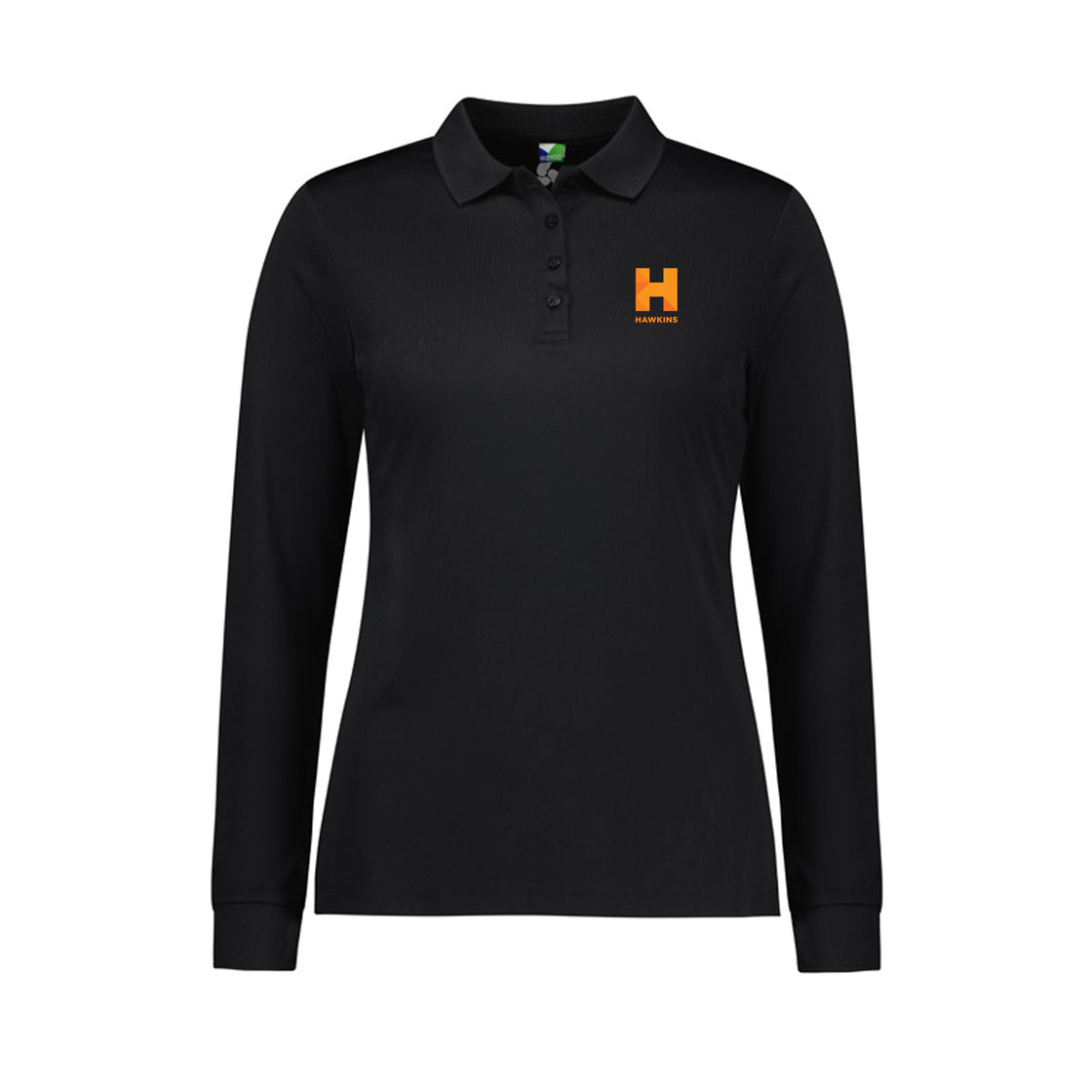 WOMENS ACTION L/S POLO - BLACK